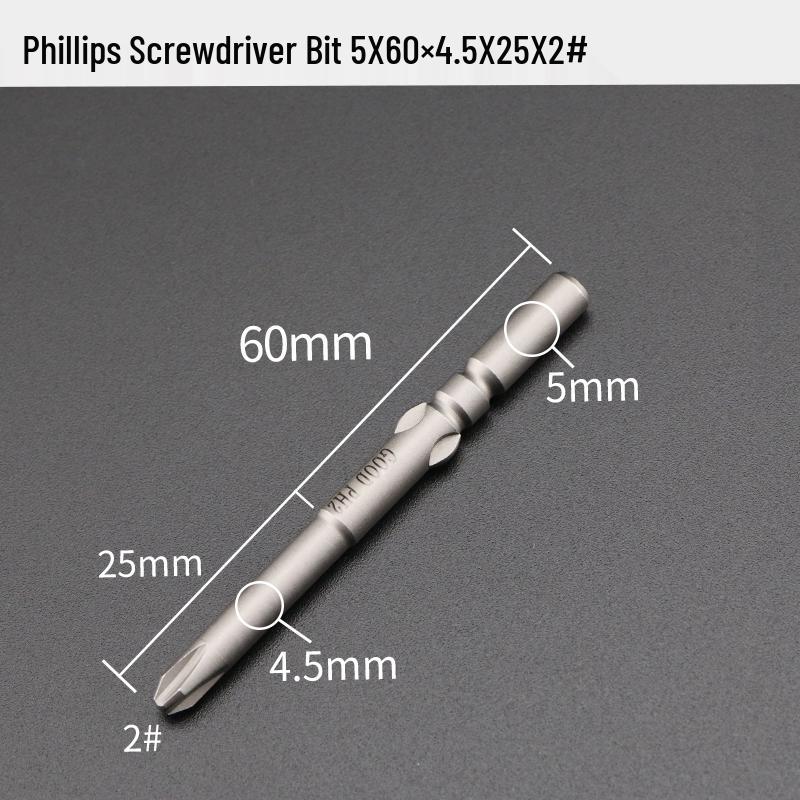 GOOD801 Electric Phillips Head Screwdriver Bit, 5mm Shank, 3mm Magnetic, 60mm Length