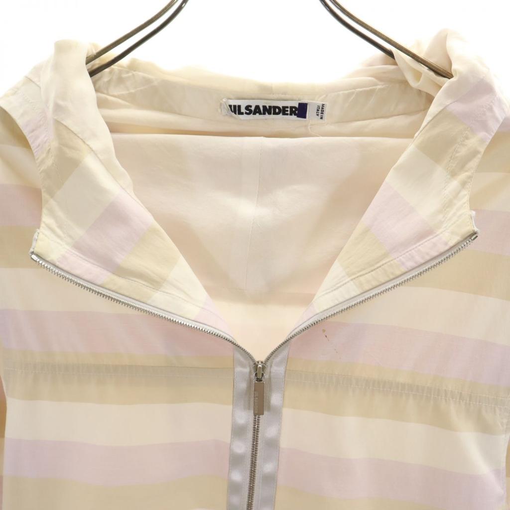 Jil Sander Silk Blend Made In Italy Border Pattern Long Sleeve Zip Hoodie Women Used