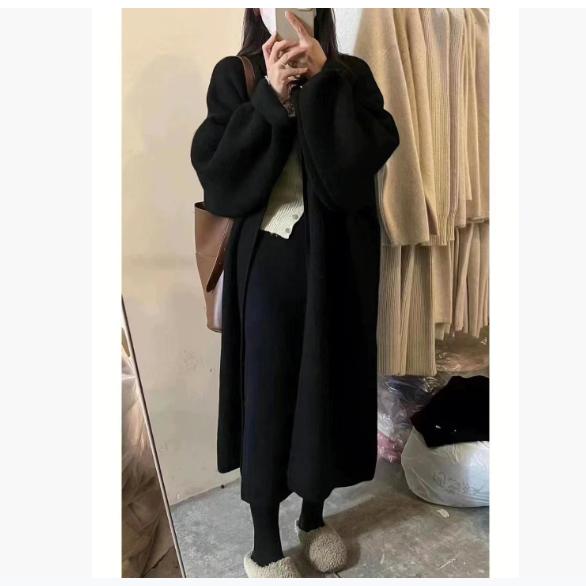 

Loose Thickened Double-sided Knitted Cardigan Coat Women s Autumn and Winter Plus Size Lazy Sweater Coat L