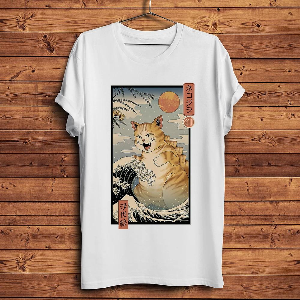 

Japan Vintage Ukiyoe Kanagawa Wave CatKaiju Catzilla Funny Anime TshirtUnisex White Casual T ShirtUnisex Ukiyo Streetwear Tee S