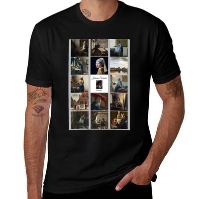 Johannes Vermeer Popular Works Collage TShirt Sports Basic Short Sleeve TShirt