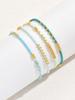 4 PCS Turquoise Color Seedbeads Stretch Bracelet Set Bohemia Gold Color Glassbeads Elastic Handmade Girls Vacation Jewelry
