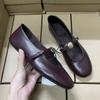 Retro Style Round Toe Women Mary Jane Shoes Metal Buckle Strap Comfortable Soft Bottom Burgundy Leather Daily Female Flats