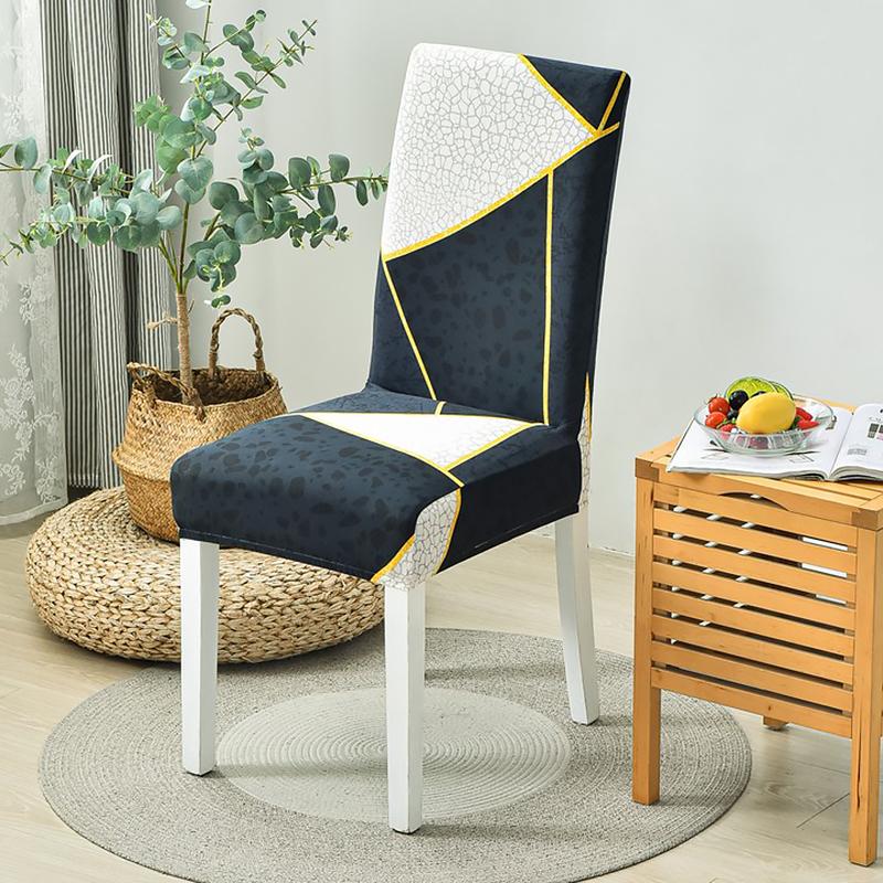 Dining Room Chair Covers Set, Stretch Printed Parsons Chair Slipcovers Spandex Removable Washable Kitchen Chair Protector Cover for Dining Room, Hotel