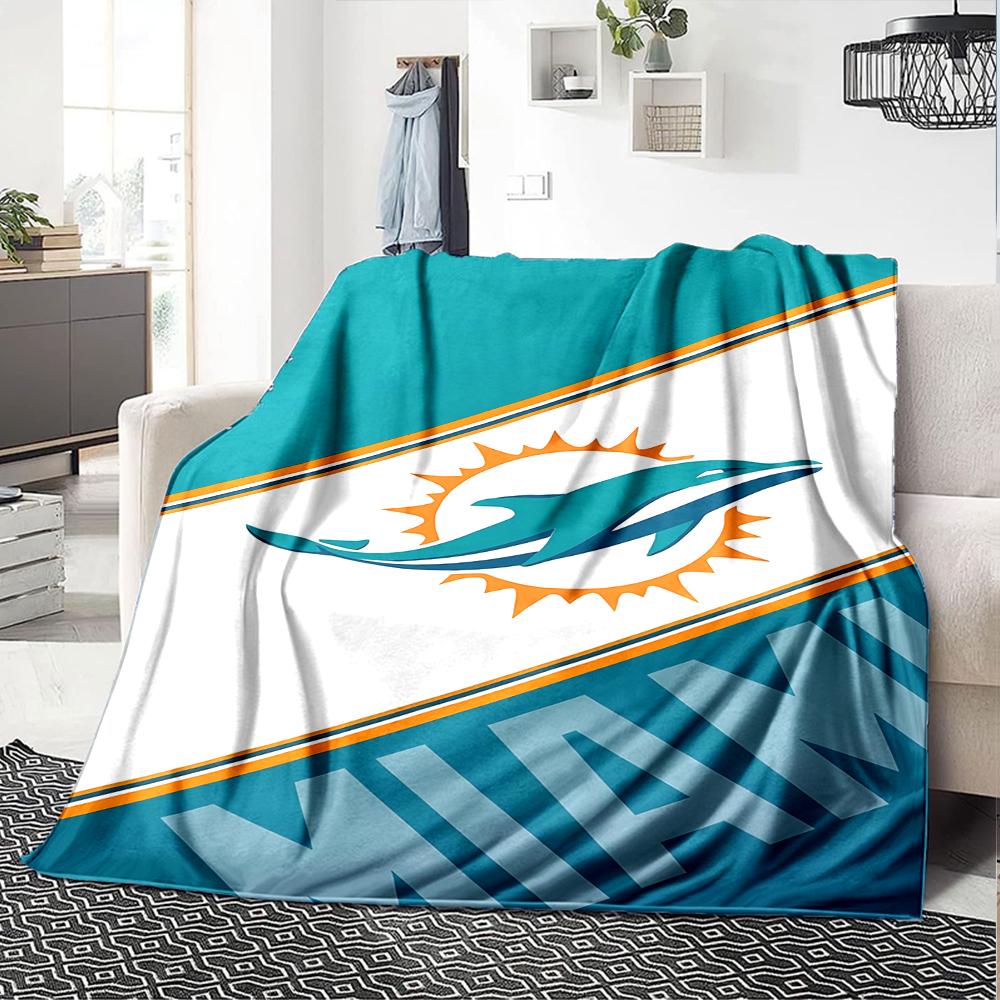 1pc Blanket - Miami Dolphins Logo Print Design,Lightweight Blanket for Sofa,Bed- Soft &Warm,Gift for All Seasons