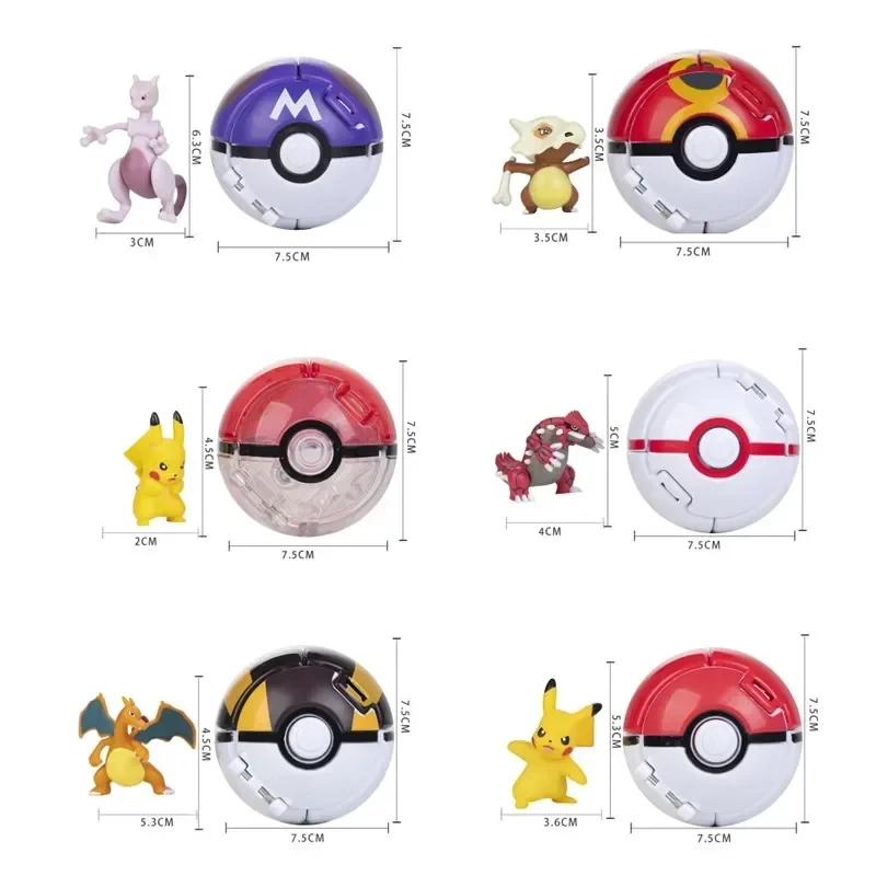 Pokemon Elfball Figur Pikachu Glurak Turtok Mewtu Pocket Monster Variante Pokeball Verformbare Spielzeuge Actionmodell Geschenk