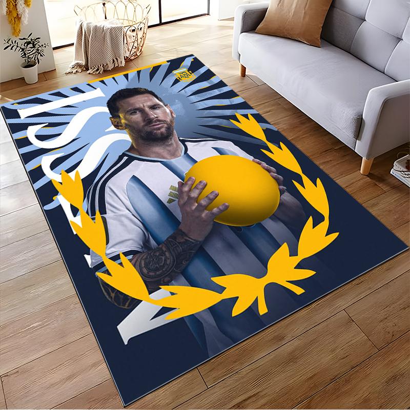 Soccer Star with Yellow Ball Design Rug Non-slip rug suitable for living room and bedroom sofas sofas