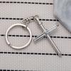 Nail Cross Stainless Steel Keychain Punk Personality Design Fashion Metal Pendant Practical Student Bag Gift