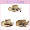 Ethnic Style Cowboy Sun Hat With Wide Brim Breathable Straw Summer Sun Protection For Men Women
