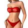 Women Sexy Hollow Out Sheer Mesh Lingerie Two Piece Set