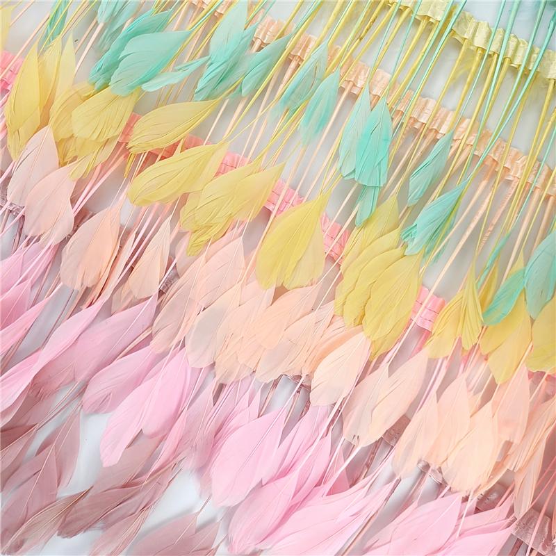 2Yards/Lot Stripped Coque Goose Feather Fringe Trimmings For Needlework And Handicrafts Wedding Decoration Carnival Accessories