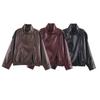 New, retro locomotive leather jacket stand-up collar jacket 4391872