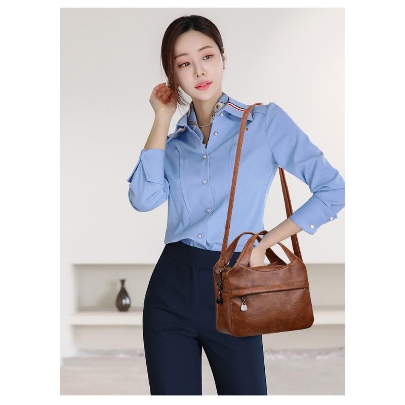 Fashion Vintage Leather Shoulder Bag for Women Multi Compartment Handbag Retro Shoulder Bag Perfect for Shopping Daily Life and Weekend Outings