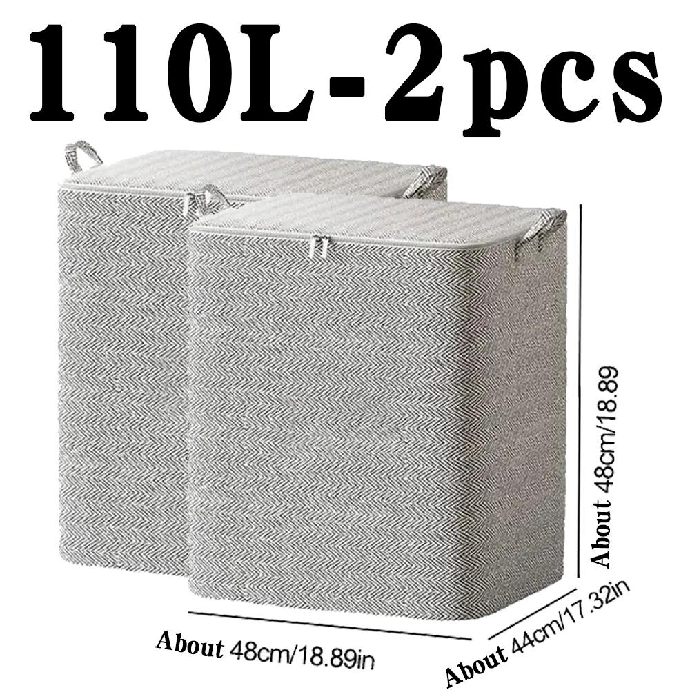 Non-woven Quilt Storage Bag with Lids Zipper Foldable Clothes Quilt Bins Container Large Capacity Dust-proof Bag Organize