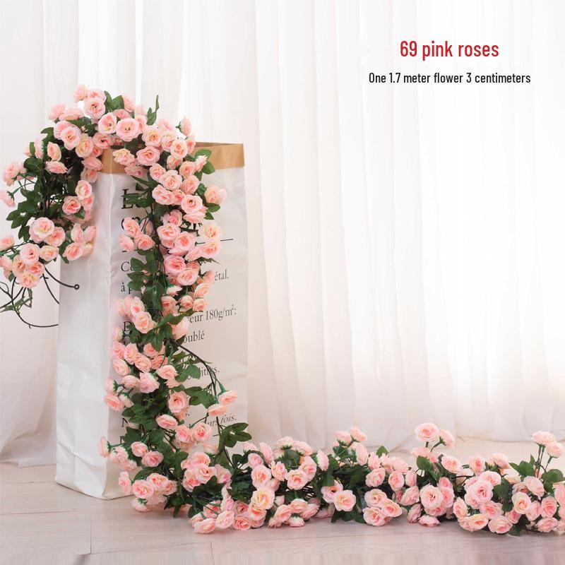 Artificial Rattan Rose Vine for Ceiling & Wall Decor - Wedding & Pipe Covering