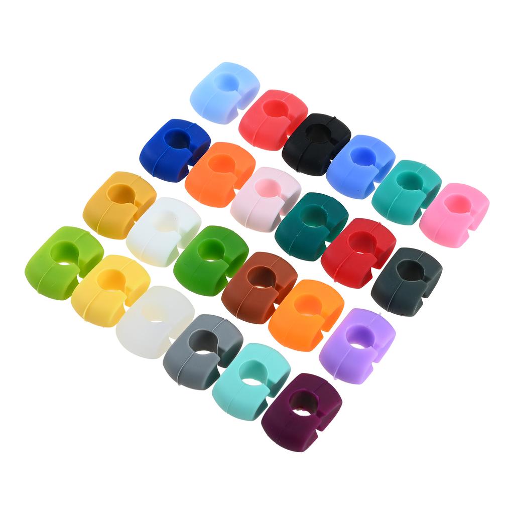 24pcs/set Mixed Color Silicone Wine Glass Marker Charm Drinking Glass Identification Cup Label Tag Signs Party Bar Home Supplies