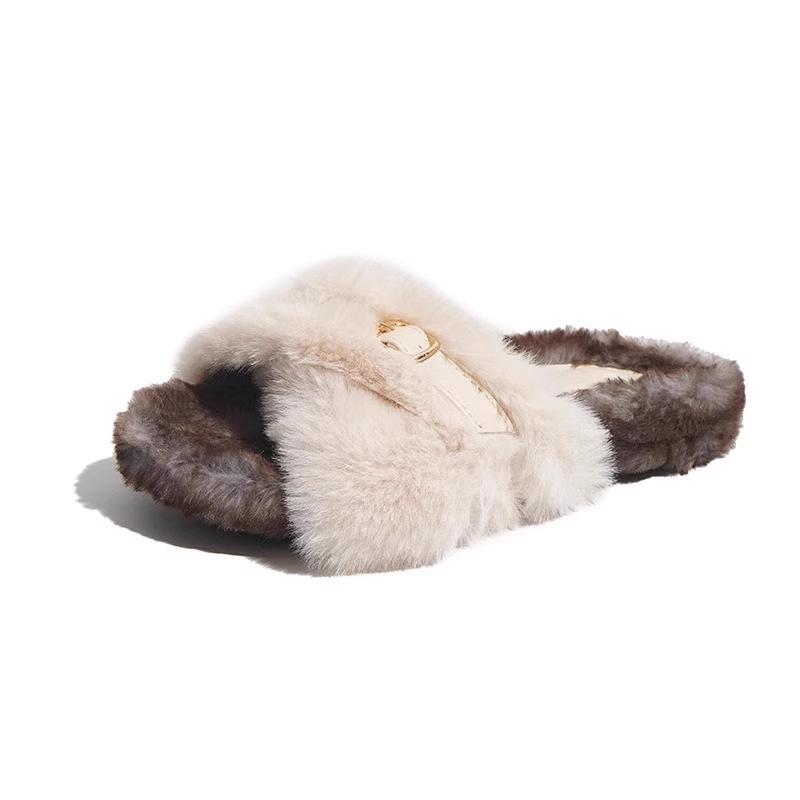 Internet Celebrity Mao Mao Slippers Women Wear 2025 New Autumn and Winter Thick Bottom Cross Home Drag Fairy Wind Maternity Cotton Slippers