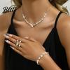 Braut-Halsketten-Ohrring-Set 3 Teile/Set Damenschmuck Strass-Choker