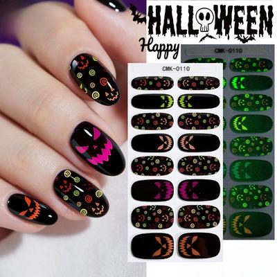 Halloween Glow-in-the-dark No-bake Gel Nail Stickers, Halloween INS UV Nail Stickers