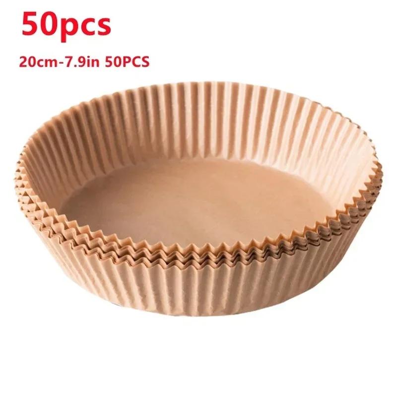 Air Fryer Disposable Non - Stick Round Paper Baking Mats 16/20cm, 50pcs Kitchen tools AirFryer Baking Accessories