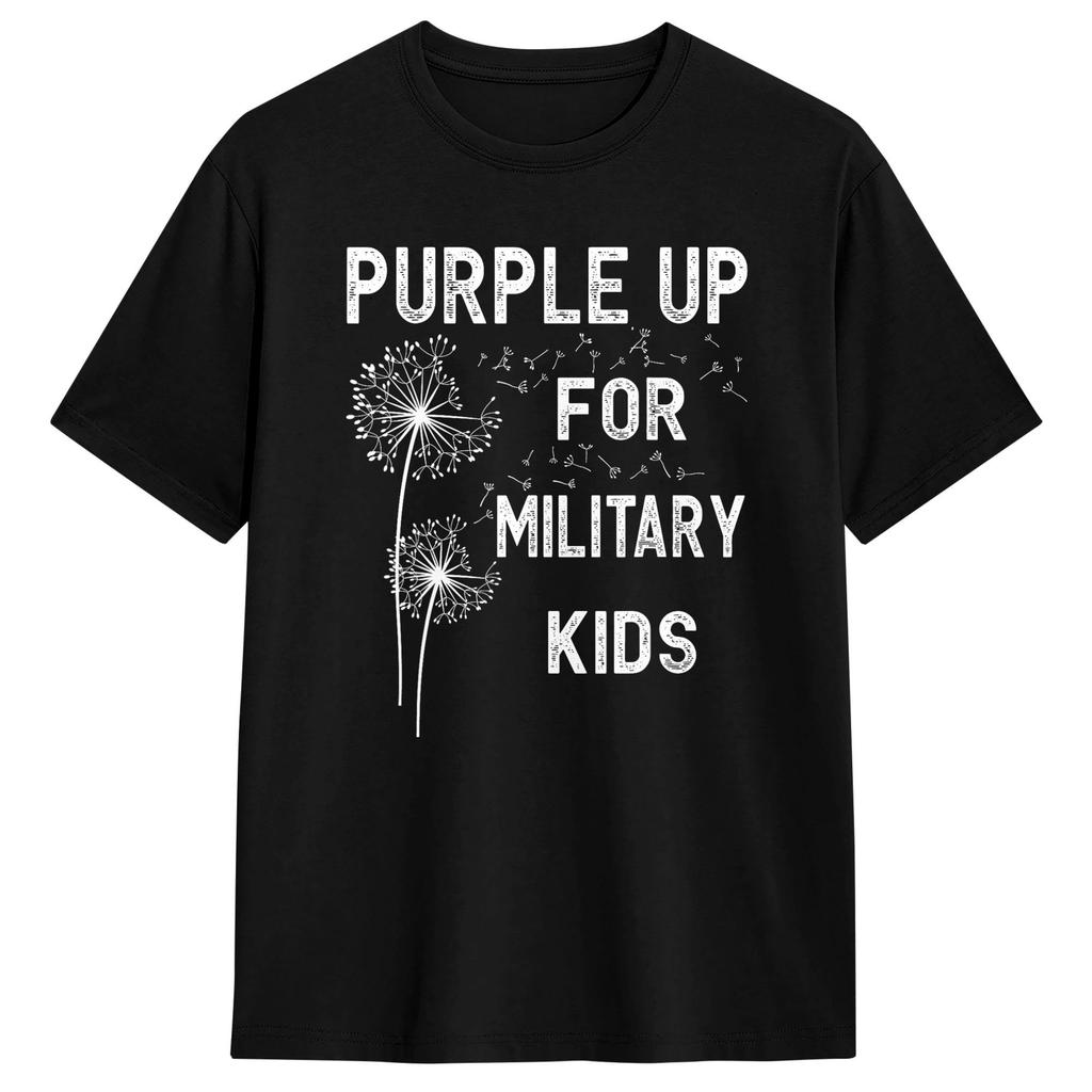 Purple Up For Military Kids TShirt Summer Month Of The Military Child Cotton T Shirts For Unisexs Print Tee Shirt Clothes
