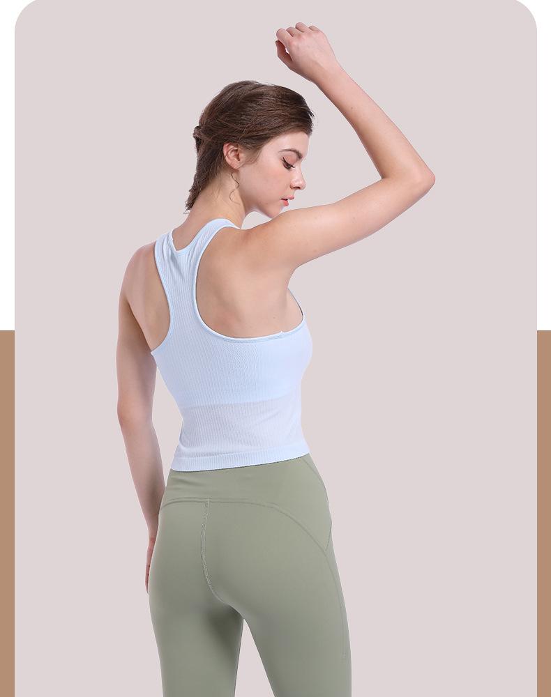 Lulu Women's Racerback Sports Tank Top with Chest Pads - Outdoor Summer Yoga Wear