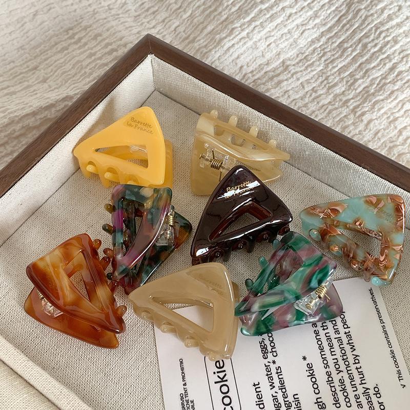 Korean New Fashion 2.5cm Mini Triangle Hollow Colorful Hair Clip Simple Advanced Acetic Acid Shark Clip Hair Accessories