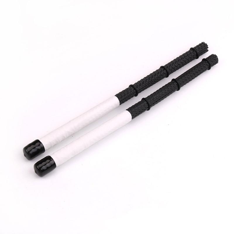 2pcs Jazz Drum Brushes Retractable Nylon Bristle Drum Sticks Percussion Drumsticks Musical Accessories for W/ Rubber Han