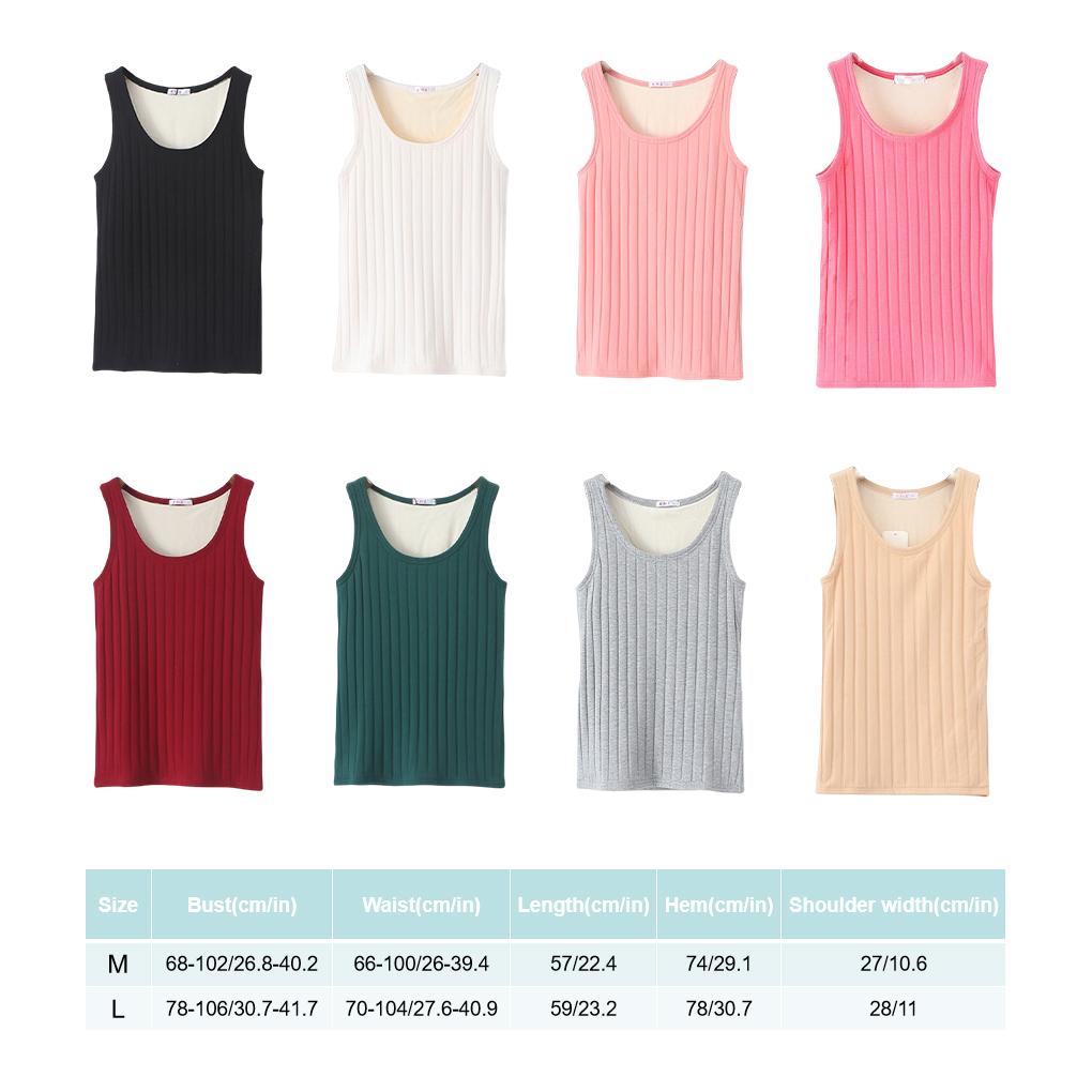 Women Thermal Vest Velvet Cotton Comfortable Underwear Ribbed Winter Warmer Clothing Clothes Thickened Casual Basic Top