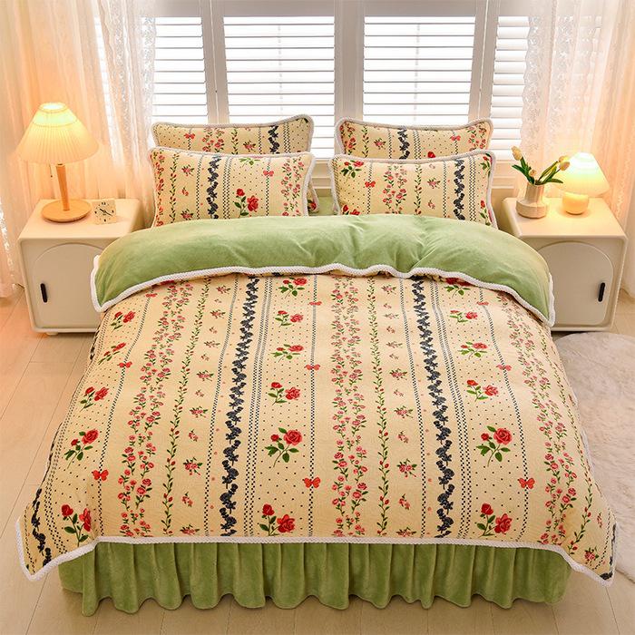 2025 Milch-Samt-Flanell 4-teiliges Set: Bettbezug aus Korallenfleece Klasse A