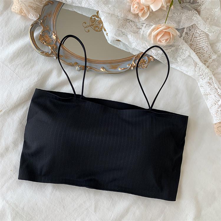 Korean Style Summer Ice Silk One-Shoulder Camisole with Anti-Exposure Back