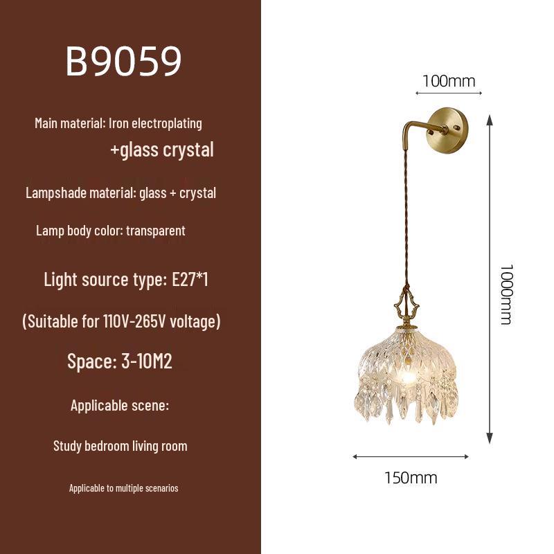 

Элегантный цельномедный стеклянный настенный светильник: Креативный хрустальный декор для спален и лестниц в отеле Includes Warm Light