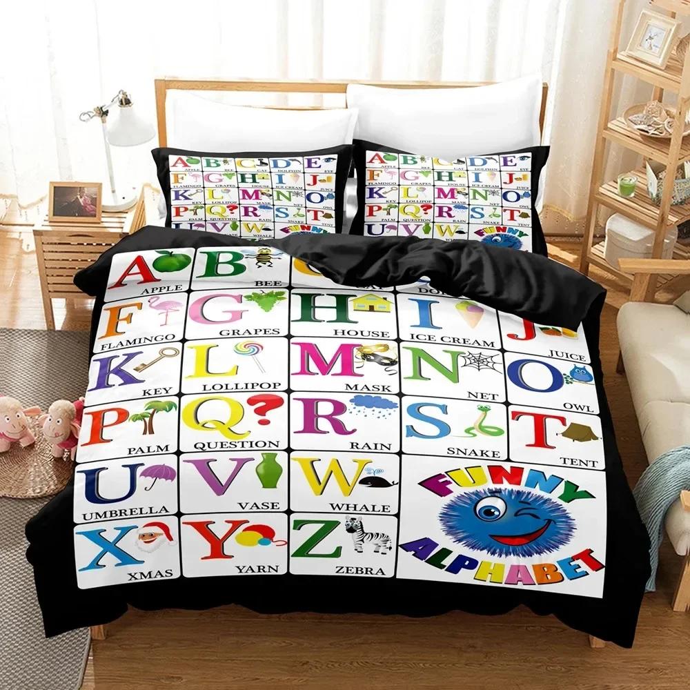 

Alphabet Lore Comfortable Duvet Quilt Cover Pillowcase Bedding Set Children Bedroom Decoration Home Textile 70x133cm 2pcs
