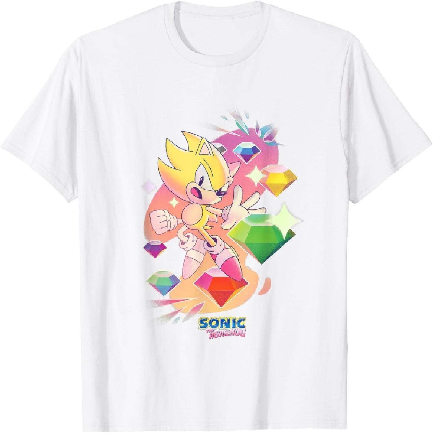 Sonic The Hedgehog Super Sonic Chaos Emeralds Vintage T-Shirt XXXXXL белый