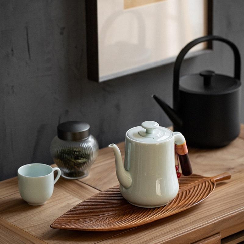 Wooden Leaf Shape Decorative Tray For Coffee Table Decor Vanity Organiser Counter Top Kitchen Ring Dish Holder Refreshment Tray Quality