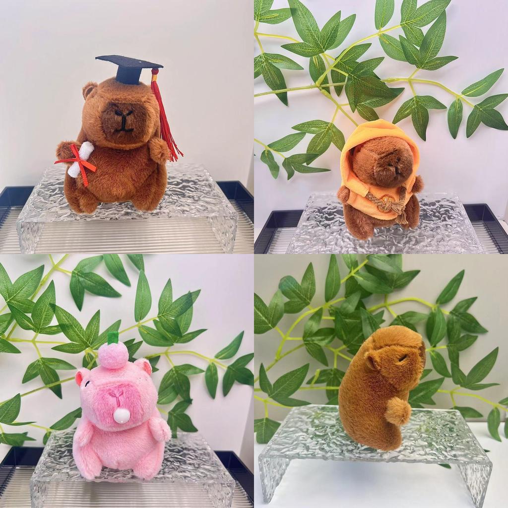 Adorable Plush Capybara Doll Keychain With Colorful Hoodie Perfect For Gifts