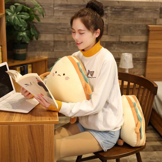 Almofada de Sanduíche Desenho Animado de Algodão PP Simulação Almofada de Comida de Padaria Brinquedos de Pelúcia