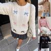 Womens Sweater Fall Winter Colorful Bow Knit Casual Top