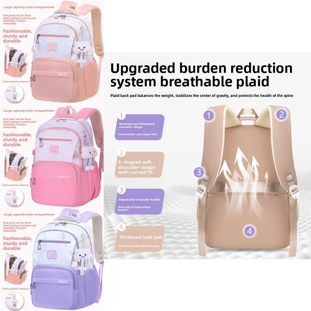 Cartoon Backpack For Middle School Girls With Breathable Waterproof Material For School And Travel