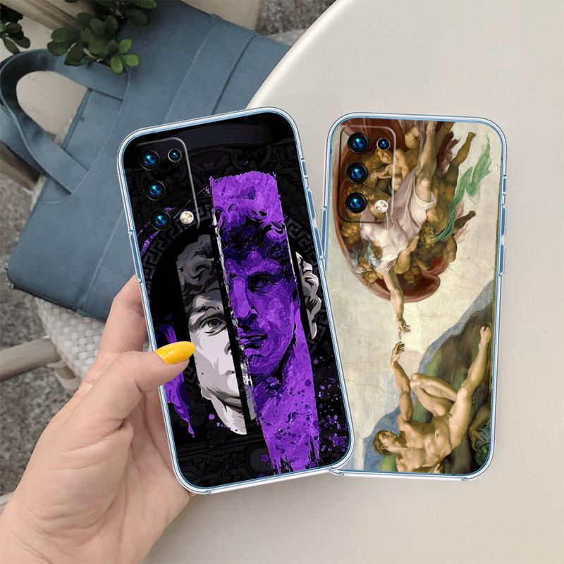Fresco Adam Sculpture Transparent Phone Case for Motorola Moto G7 G8 G9 G84 G85 G73 G24 G15 Z2 Play Power Plus