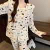 Cute Doll Collar Pajamas Women'S Long-Sleeved Cartoon Cloud Cotton Princess Style Loungewear Set