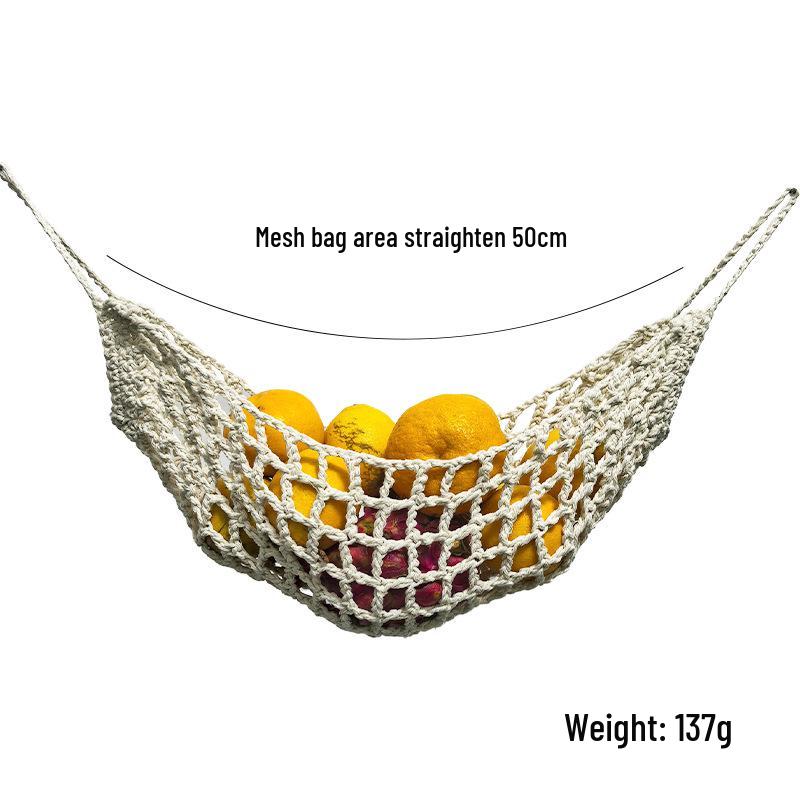 

Cotton Rope Woven Fruit Net Wall Hanging Basket слоновая кость