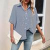 Summer Loose Striped Shirt Women Five Quarter Sleeve