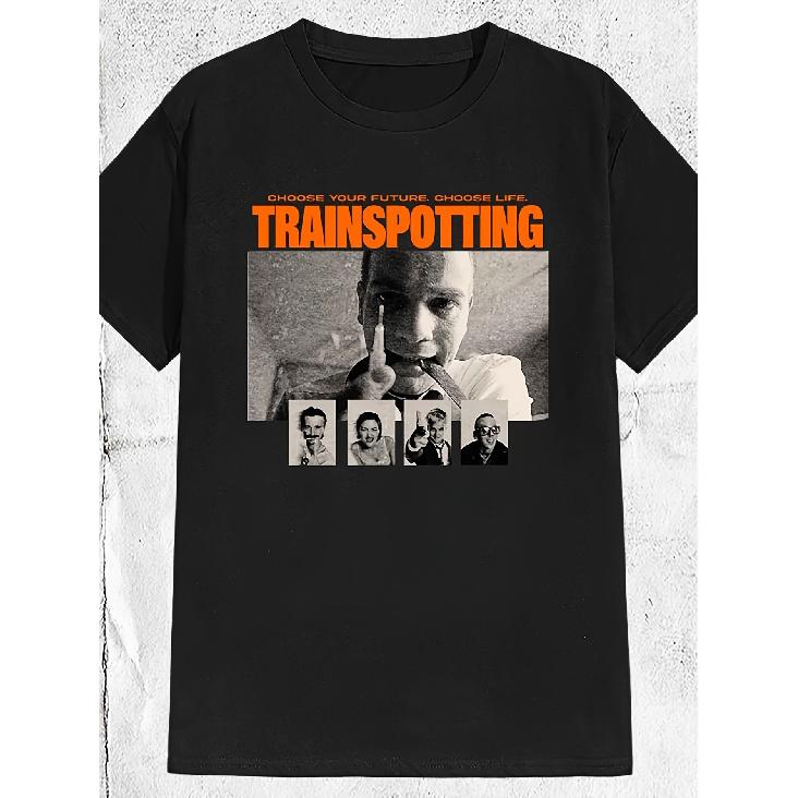 Vintage 90 Train Spotting T-Shirt - Retro Krimskram Film with Train Graphics, Casual Round Neck Tee Suitable for Railway Enthusiasts, Machine S чёрный
