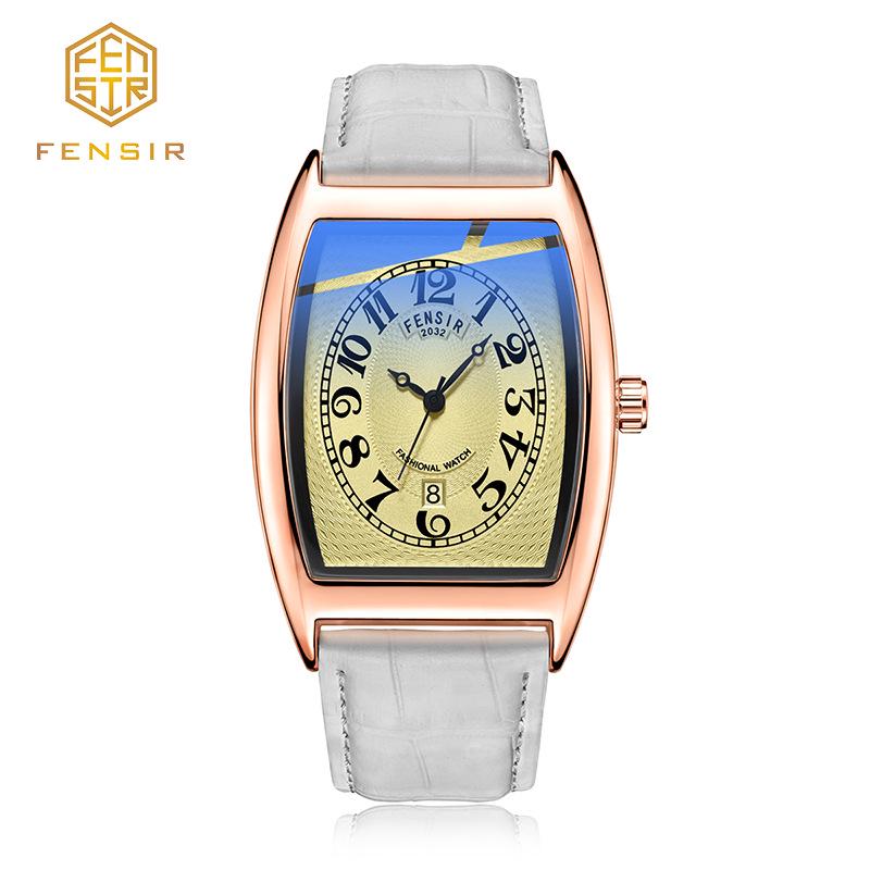 Fins Men's Tonneau Classic Blue Light Retro Business Waterproof Quartz Watch