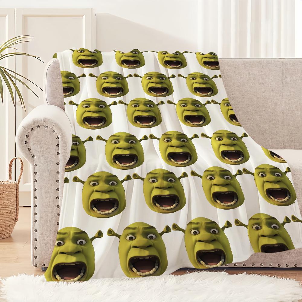 Funny Art Meme Movie Flannel Warm Comfort Soft Plush Blanket for Sofa Living Room Hogar Office Bedroom Travel Gift Home S-ShrekS