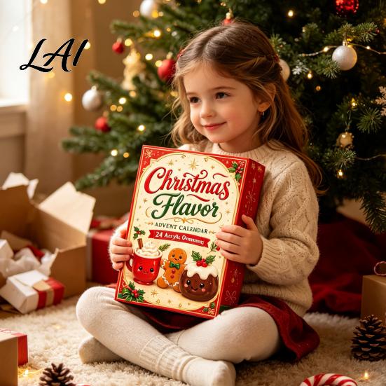 Christmas Stocking Stuffers 2026 Characters Advent Calendar 24-Day Countdown Food Theme Ornament Set Holiday Fun Accessories 2D Acrylic Hanging