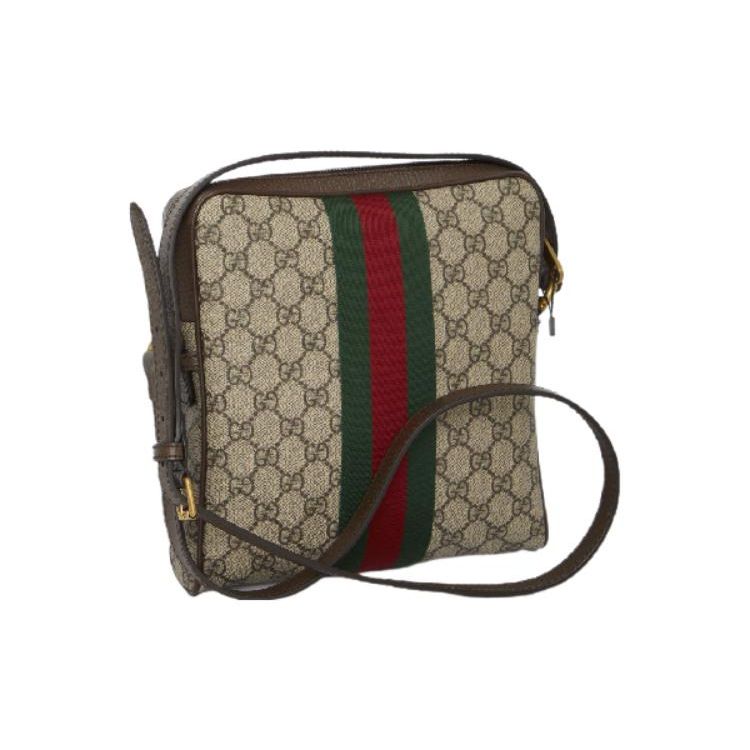 Gucci Ophidia Logo Stripe Webbing Canvas And Leather Shoulder Bag Small Men Shoulder Bag Ebony 547926-96IWT-8745