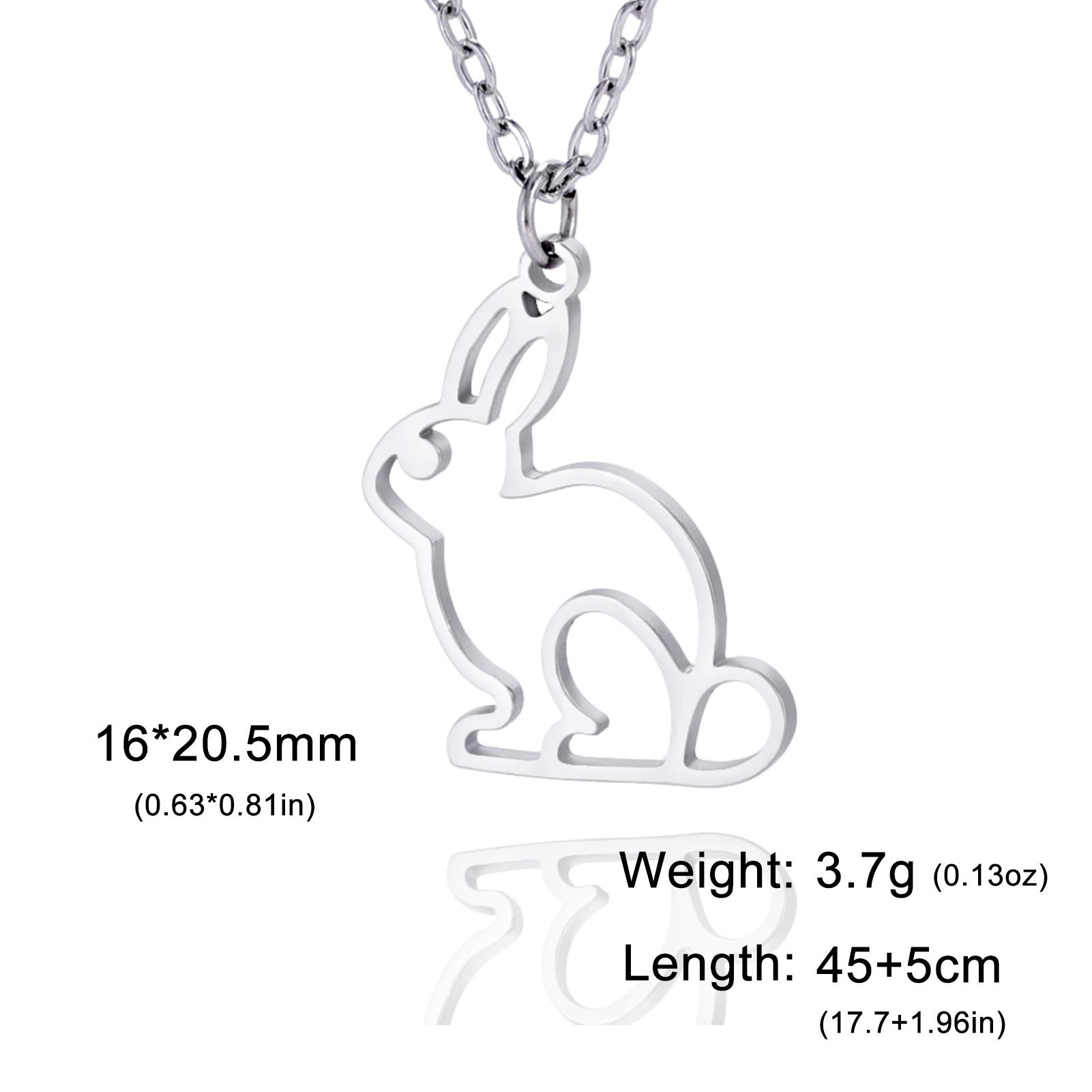 

Cute Rabbit Pendant for Women Stainless Steel Jewelry Charms Collars Animal Necklace Accessories Easter Valentine s Day Gifts 45-50cm
