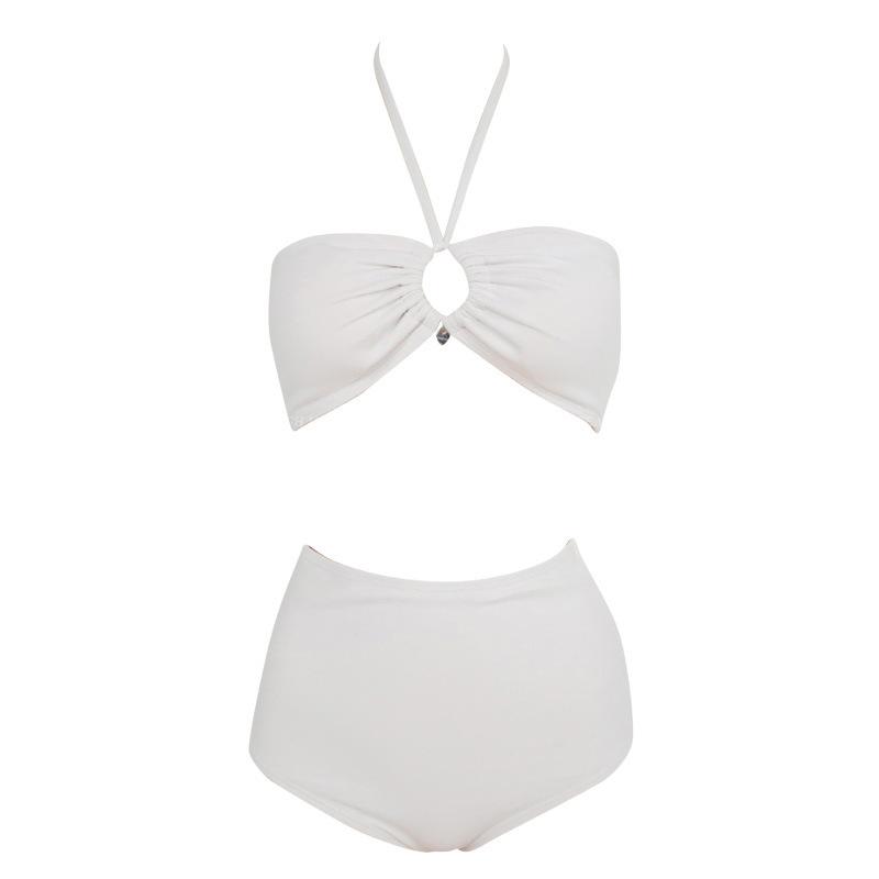 Swimsuit Women 1011 New Sexy Internet Celebrity Split Babes Bikini Neck Tube Top High Waist Hot Spring Swimsuit